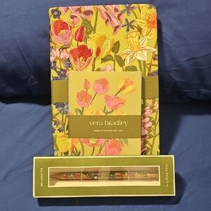 Vera Bradley Yellow and Pink Floral Notebook and Pen Set